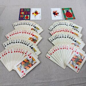 Vintage Hallmark Ladybug Bridge Playing Cards Double Deck Set Green Plastic Case